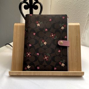 Coach Notebook In Signature Canvas With Heart Petal Print